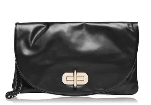 Leather Turnlock Clutch